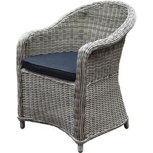 Chester - Dining Tuinstoel - Wit - Grijs - Wicker - Aluminium Frame