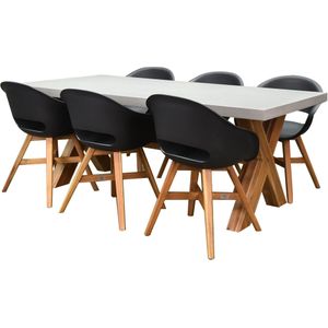 Karlstad Norwich dining tuinset 240x100xH75 cm 7 delig zwart