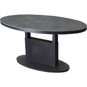 Primitivo lounge diningtafel ovaal 150x90xH51-72cm in hoogte verstelbaar aluminium antraciet