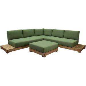 AVH-Collectie - Casablanca - Loungeset - Groen - Teakhout - 4 Delig