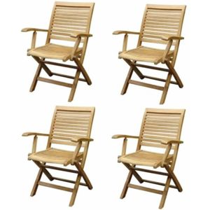 Arona dining tuinstoel inklapbaar met armleuning teak set van 4