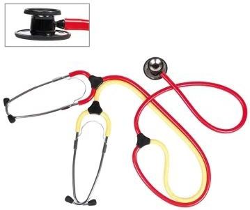 Les stethoscoop dubbelzijdig rood/geel