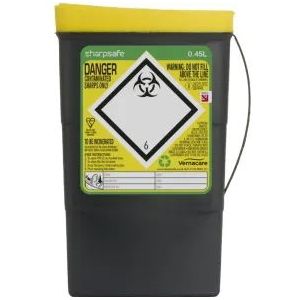 Naaldencontainer Sharpsafe - 0,45 Liter - Veiligheidscontainer - UN3291 Keurmerk