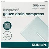 Klinion drainkompres splitkompres HG steriel 16-laags 10x10cm 50 stuks