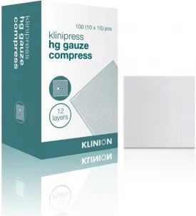 Klinion - HG Steriel Gaaskompres - 12-laags - 10 x 10 cm - 100 Stuks