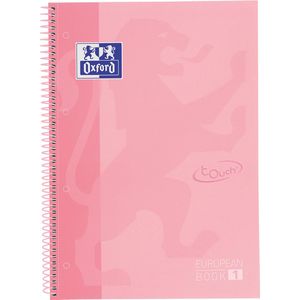 Oxford School Touch Europeanbook spiraalblok, ft A4 , 160 bladzijden, geruit 5 mm, pastel roze