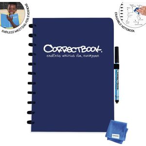 Correctbook A4 Original:  uitwisbaar / herbruikbaar notitieboek, gelijnd, Midnight Blue (marineblauw)