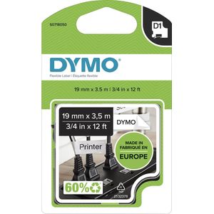 Dymo D1 flexibele nylontape 19 mm, zwart op wit