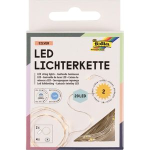 Folia lichtslinger LED, 20 LED's, 2,20 m, op batterijen, pak van 2 stuks