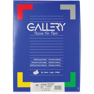 Gallery witte etiketten ft 70 x 25 mm (b x h), rechte hoeken, doos van 3.300 etiketten