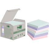 Post-it recycled notes Nature, 100 vel, ft76 x 76 mm, pak van 6 blokken, geassorteerde kleuren