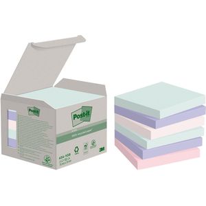 Post-it recycled notes Nature, 100 vel, ft76 x 76 mm, pak van 6 blokken, geassorteerde kleuren