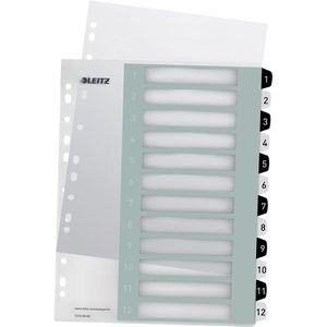 Leitz WOW printbare index, 12 tabs, zwart-wit