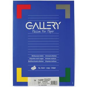 Gallery witte etiketten ft 99,1 x 33,9 mm (b x h), ronde hoeken, doos van 1.600 etiketten