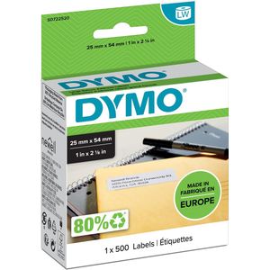 Dymo etiketten LabelWriter ft 25 x 54 mm, wit, 500 etiketten