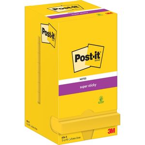 Post-it Super Sticky notes, 90 vel, ft 76 x 76 mm, pak van 12 blokken, neongeel