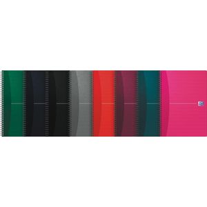 Oxford Office Essentials spiraalschrift, 180 bladzijden, ft A4, geruit 5 mm, geassorteerde kleuren
