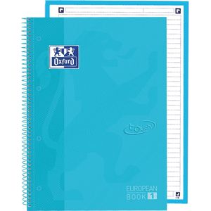Oxford School Touch Europeanbook spiraalblok, ft A4 , 160 bladzijden, gelijnd, pastel blauw
