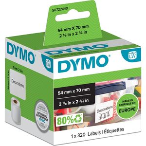 Dymo etiketten LabelWriter ft 70 x 54 mm, wit, 320 etiketten