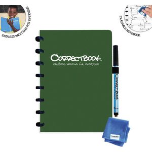 Correctbook A5 Original: uitwisbaar / herbruikbaar notitieboek, gelijnd, Forest Green (bosgroen)