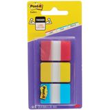 Post-it Index Strong, ft 25,4 x 38 mm, set van 3 kleuren (rood, geel en blauw), 22 tabs per kleur