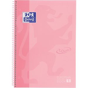Oxford School Touch Europeanbook spiraalblok, ft A4 , 160 bladzijden, gelijnd, pastel roze