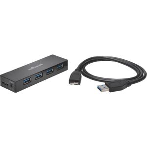 Kensington UH4000C USB 3.0 4-Port Hub & Charger — Zwart