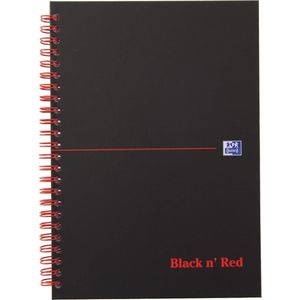 Oxford BLACK N' RED spiraalblok karton, 140 bladzijden ft A5, geruit 5 mm