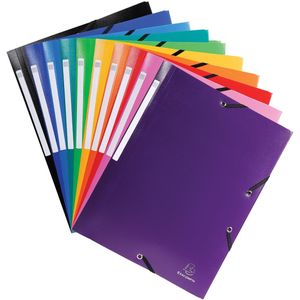 Exacompta elastomap 10 geassorteerde kleuren: zwart, donkerblauw, lichtblauw, turkoois, groen, geel, o...