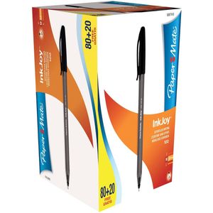 Paper Mate balpen InkJoy 100 met dop, zwart, doos 80  20 gratis