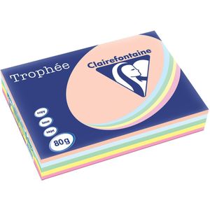 Clairefontaine Trophée Pastel, gekleurd papier, A3, 80 g, 5 x 100 vel, geassorteerde kleuren