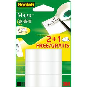 Scotch Magic plakband Ft 19 mm x 15 m 2  1 gratis