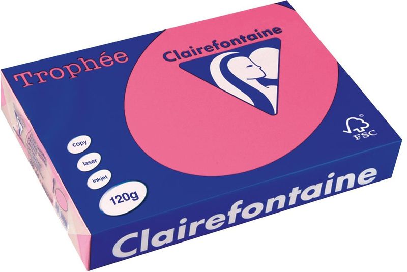 Clairefontaine Trophée Intens, gekleurd papier, A4, 120 g, 250 vel, fuchsia