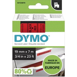 Dymo D1 tape 19 mm, zwart op rood