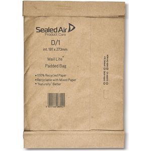 Mail Lite Padded Bag enveloppen, bruin, D/1, 181 x 273 mm, doos van 100 stuks