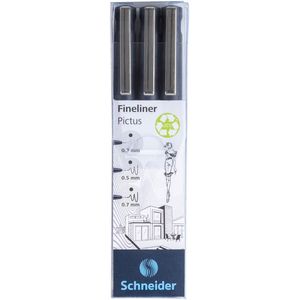 Schneider fineliner Pictus, etui van 3 stuks, zwart