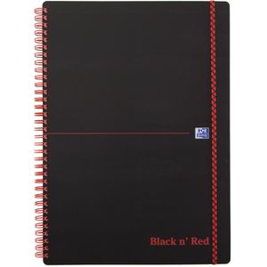 Oxford BLACK N' RED spiraalblok kunststof, 140 bladzijden ft A4, geruit 5 mm