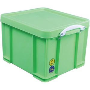 Really Useful Box opbergdoos 35 liter, neongroen met witte handvaten