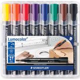 Staedtler Lumocolor 352, permanent marker, ronde punt, 2 mm, etui van 8 stuks in geassorteerde kleuren