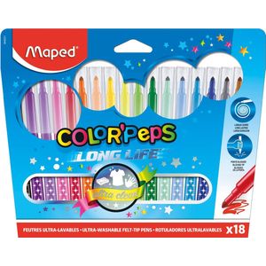 Maped Viltstift Color'Peps 18 stiften in een kartonnen etui