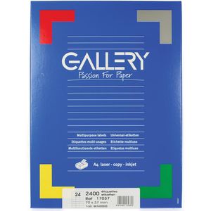 Gallery witte etiketten ft 70 x 37 mm (b x h), rechte hoeken, doos van 2.400 etiketten