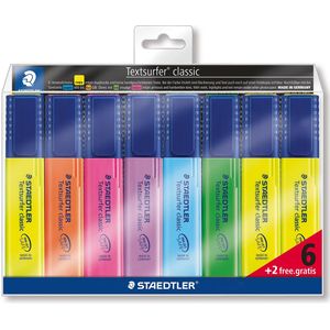 Staedtler Markeerstift Textsurfer Classic etui van 8 stuks: geel, oranje, roze, paars, blauw, groen en...