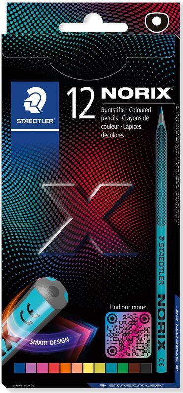 Staedtler Norix kleurpotlood, etui van 12 stuks, in geassorteerde kleuren