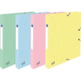 Oxford Top File  elastobox, rug van 2,5 cm, geassorteerde pastelkleuren, pak van 4 stuks