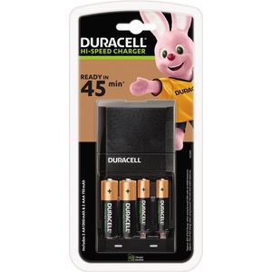 Duracell batterijlader Hi-Speed Advanced Charger, inclusief 2 AA en 2 AAA batterijen, op blister