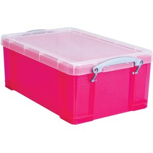 Really Useful Box opbergdoos 9 liter, transparant felroze