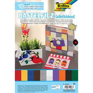 Folia zelfklevend vilt ft 20 x 30 cm, pak met 10 vel in geassorteerde kleuren