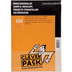 Cleverpack monsterenveloppen, ft 229 x 324 x 38 mm, met stripsluiting, wit, pak van 25 stuks