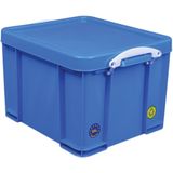 Really Useful Box opbergdoos 35 liter, neonblauw met witte handvaten