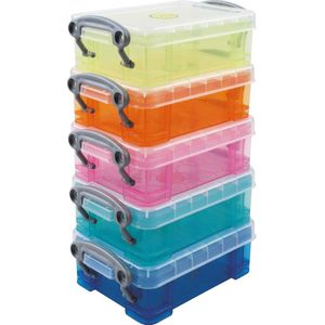 Really Useful Boxes Opbergdoos set van 5 x 0.2 liter assorti kleuren
